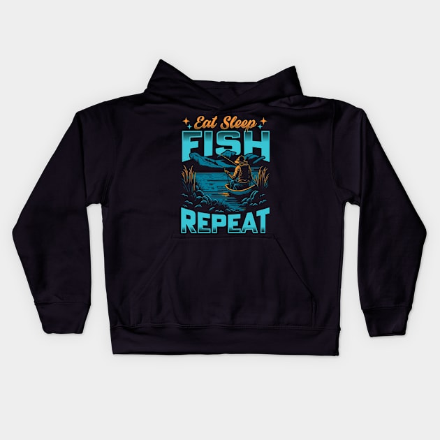 Eat Sleep Fish Repeat | Fishing lover Funny Kids Hoodie by T-shirt US